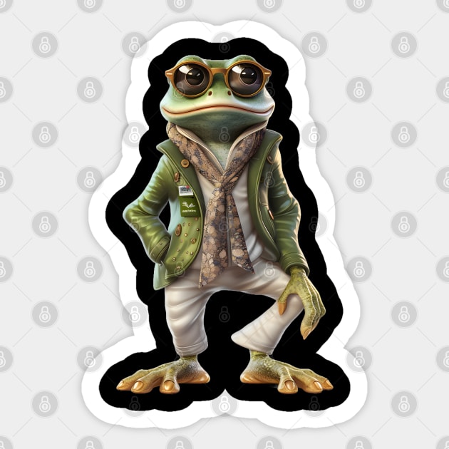 Froggy Fashionista Funny Frog Lovers Gift Sticker by Merchweaver